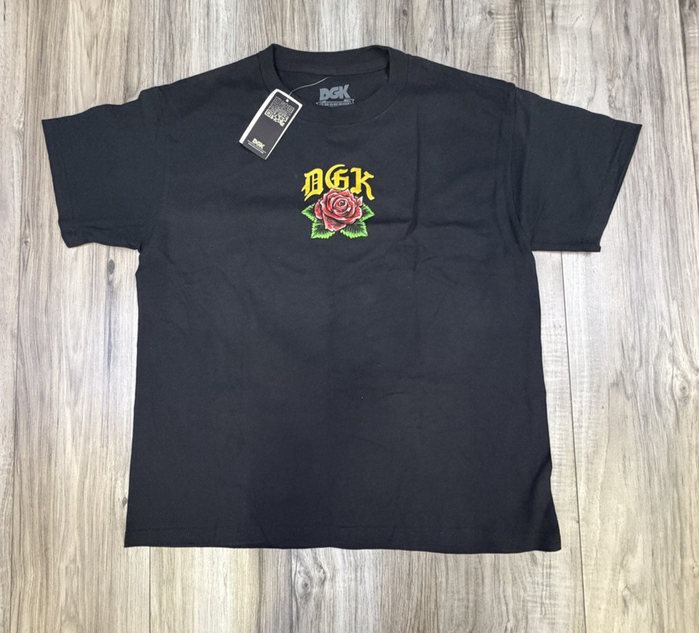 DGK Guadalupe Rose Graphic T-Shirt Black Youth Boys Size Medium 10/12 NEW